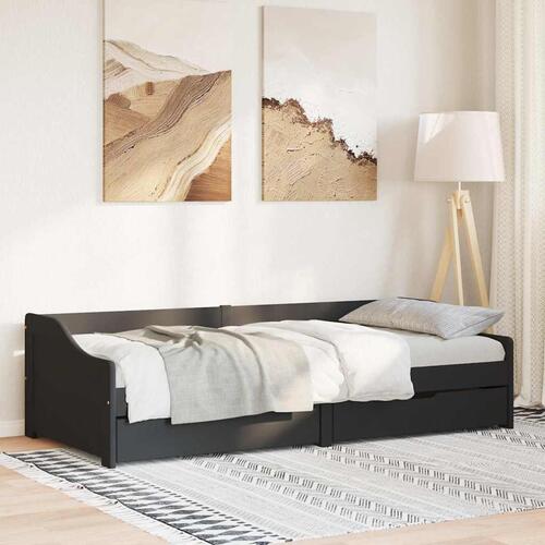 Daybed med to skuffer uden madras IRUN sort 90x200 cm