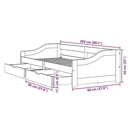 Daybed med to skuffer uden madras IRUN sort 90x200 cm