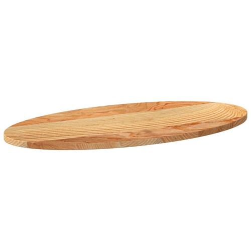 Bordplade 80x40x2 cm massivt egetræ oval lysebrun