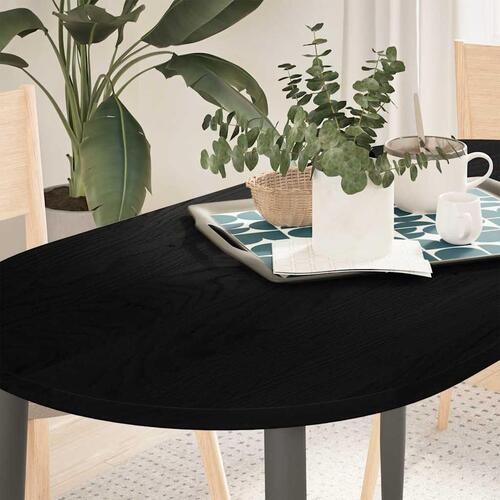 Bordplade 120x60x2 cm massivt egetræ oval mørkebrun