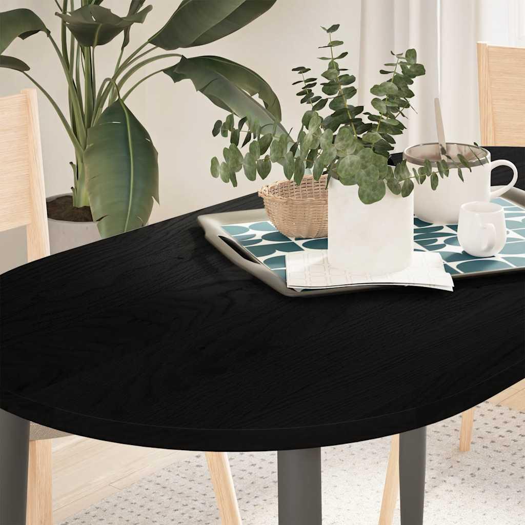 Bordplade 120x60x2 cm massivt egetræ oval mørkebrun
