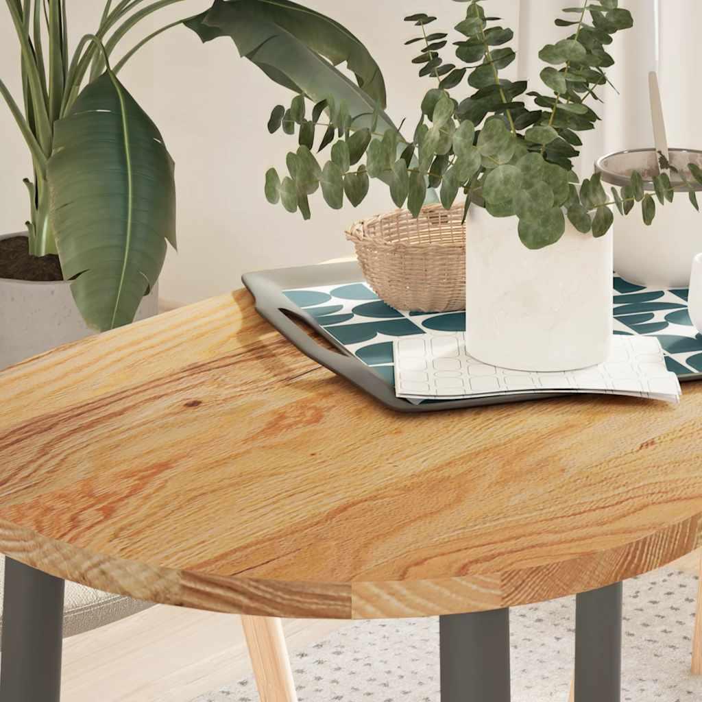 Bordplade 100x50x2 cm massivt egetræ oval lysebrun
