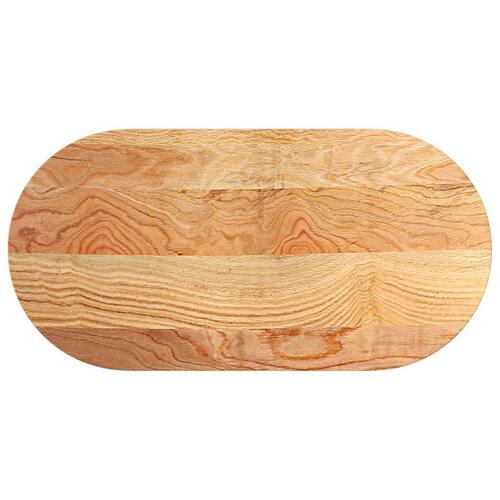 Bordplade 100x50x2 cm massivt egetræ oval lysebrun