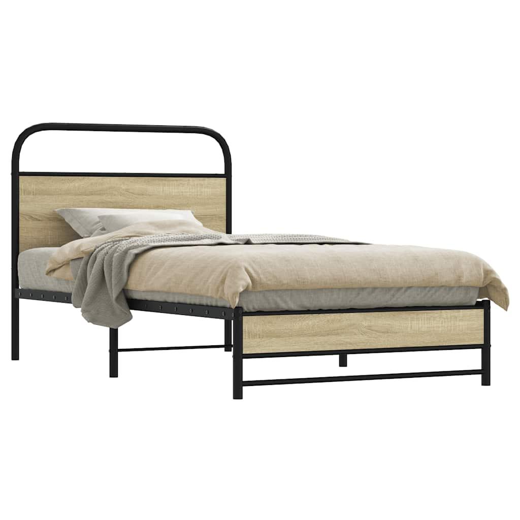 Sengeramme 100x200 cm uden madras konstrueret træ sonoma-eg billede