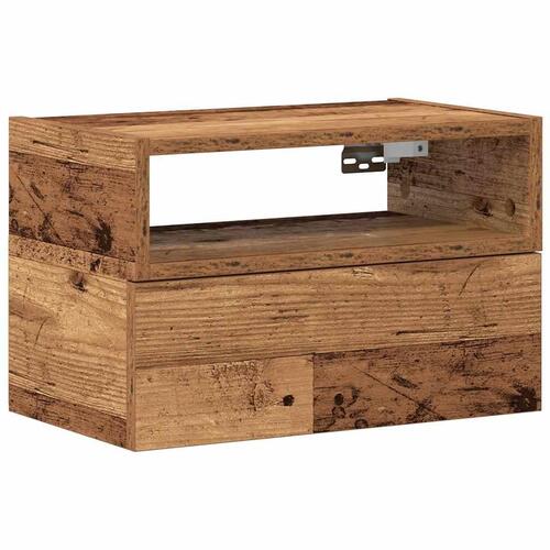 Væghængt sengebord 45x26x28,5 cm antikt trælook