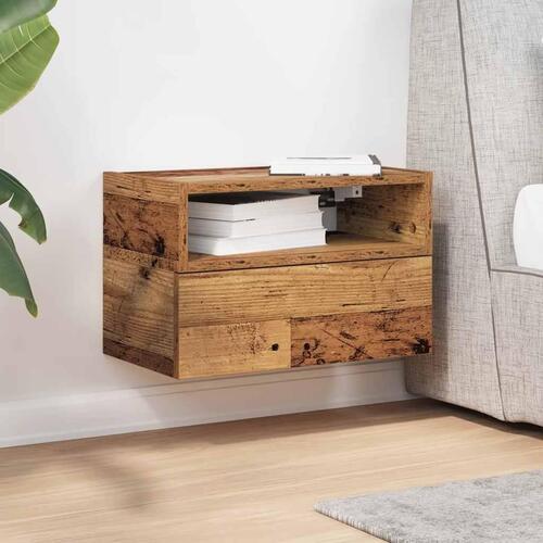 Væghængt sengebord 45x26x28,5 cm antikt trælook