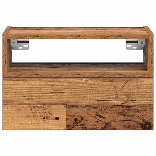 Væghængt sengebord 45x26x28,5 cm antikt trælook