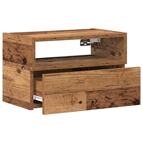 Væghængt sengebord 45x26x28,5 cm antikt trælook