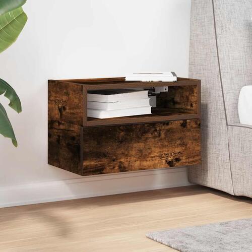 Væghængt sengebord 45x26x28,5 cm røget egetræsfarve