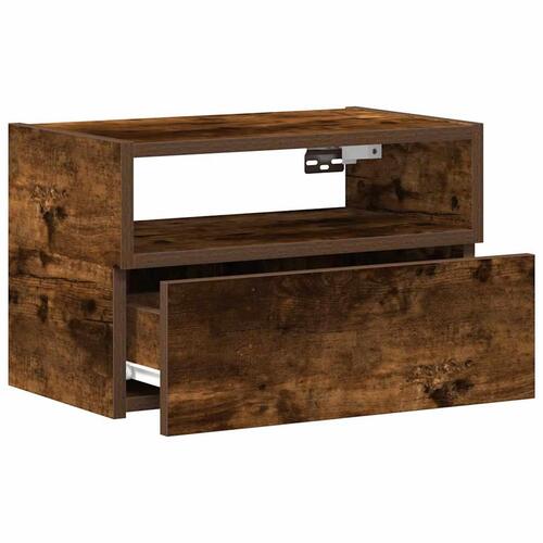 Væghængt sengebord 45x26x28,5 cm røget egetræsfarve