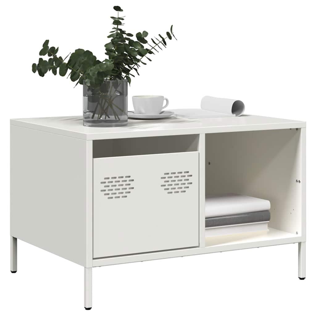 Sofabord 68,5x50x43,5 cm koldvalset stål hvid billede
