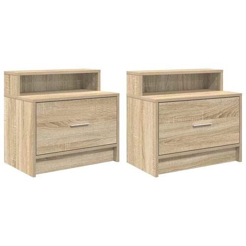 Sengeborde med skuffe 2 stk. 51x31x47 cm sonoma-eg