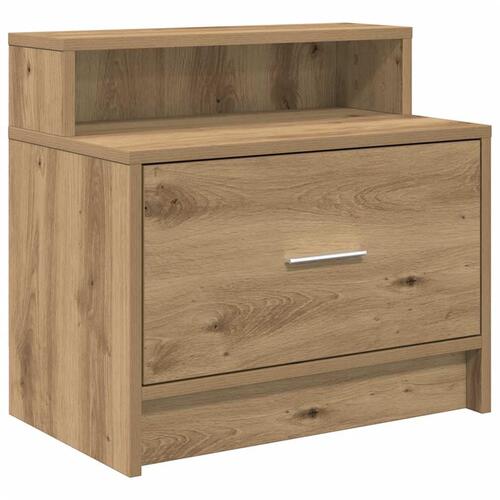 Sengebord med skuffe 51x31x47 cm egetræsfarve