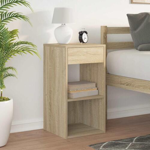 Sengebord med skuffe 35x34x66,5 cm sonoma-eg