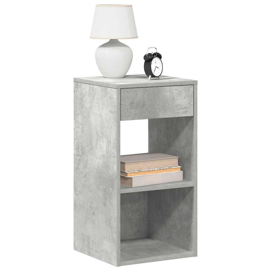 Sengeborde med skuffe 2 stk. 35x34x66,5 cm betongrå