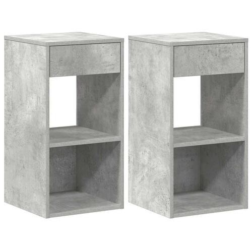 Sengeborde med skuffe 2 stk. 35x34x66,5 cm betongrå