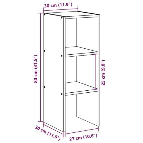 Bogreol stabelbar 30x30x80 cm konstrueret træ sort-eg