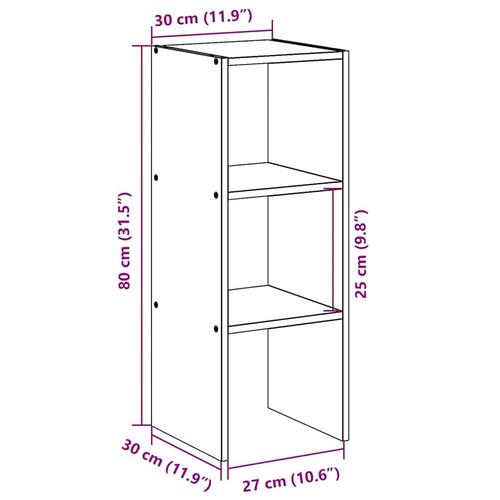 Bogreol stabelbar 30x30x80 cm konstrueret træ sonoma-eg