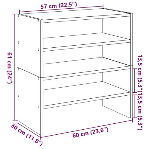 Skostativer stabelbare 2 stk. 60x30x30,5 cm antikt træ
