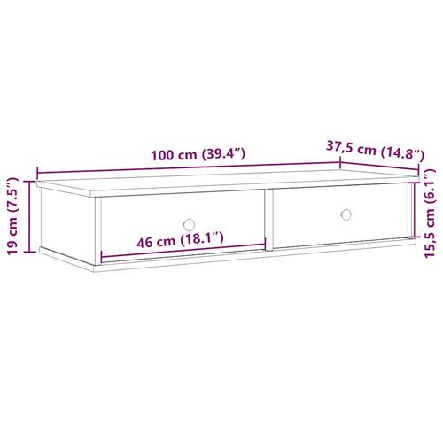 Væghylde med skuffer 100x37,5x19 cm konstrueret træ hvid
