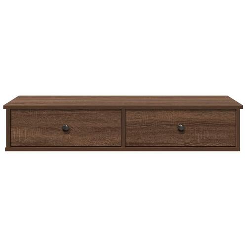 Væghylde med skuffer 100x37,5x19 cm konstrueret træ brun eg