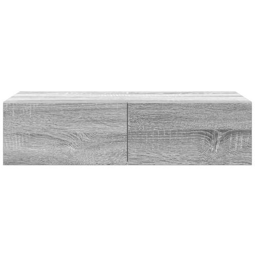 Væghylde med skuffer 60x26,5x15cm konstrueret træ grå sonoma-eg