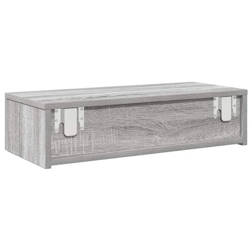 Væghylde med skuffer 60x26,5x15cm konstrueret træ grå sonoma-eg