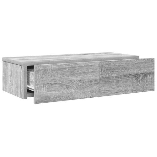 Væghylde med skuffer 60x26,5x15cm konstrueret træ grå sonoma-eg