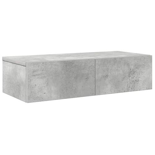 Væghylde med skuffer 60x26,5x15 cm konstrueret træ betongrå