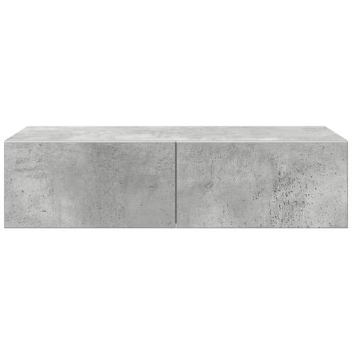 Væghylde med skuffer 60x26,5x15 cm konstrueret træ betongrå