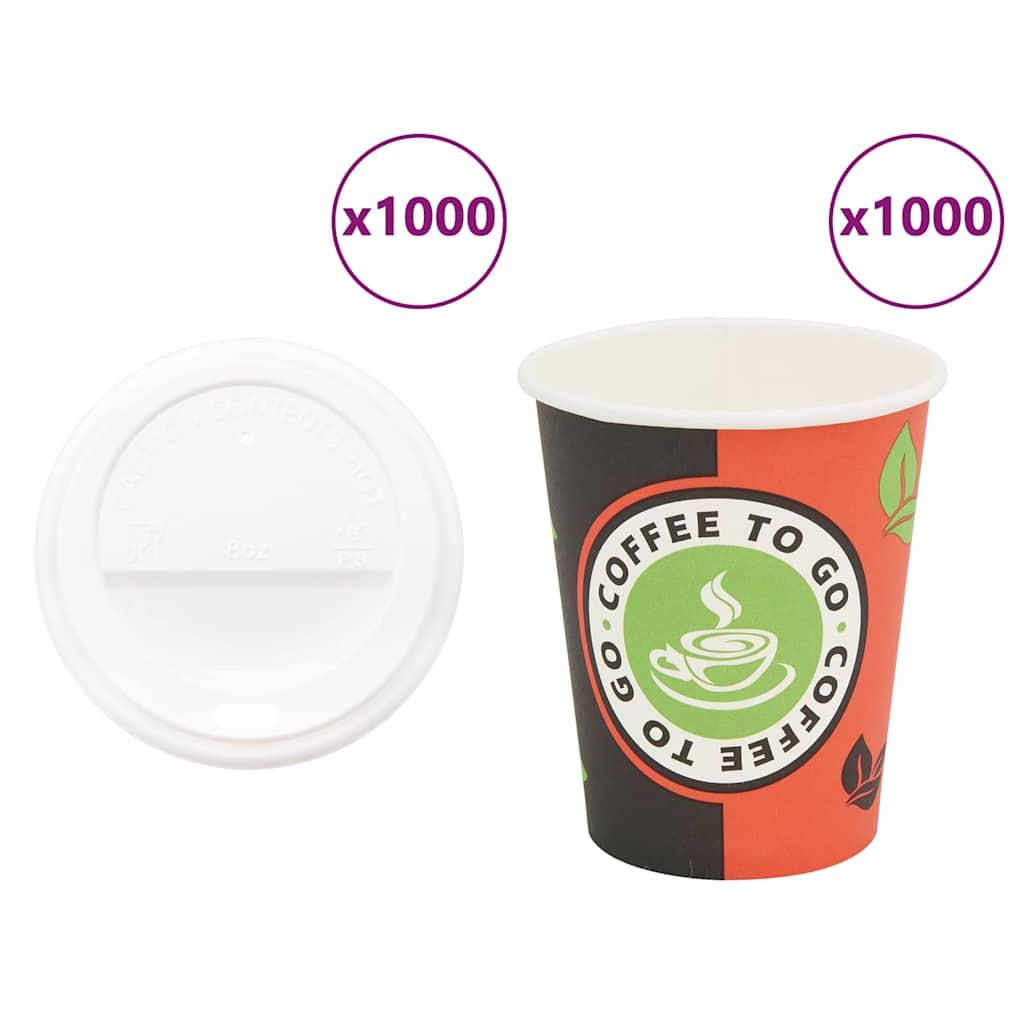 Kaffekopper af papir med låg 1000 stk. 8oz 240ml
