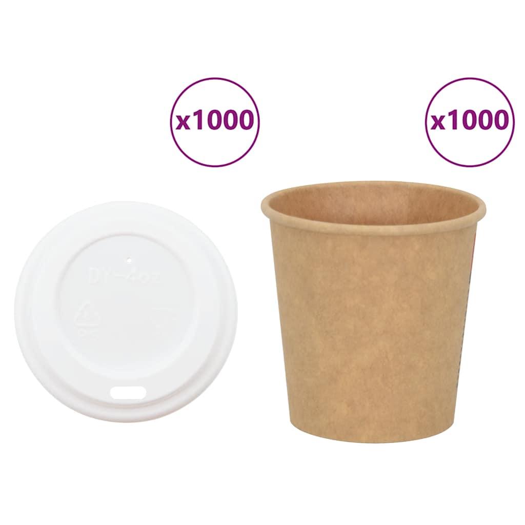 Kaffekopper af papir med låg 1000 stk. 4oz 100ml