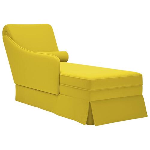 Chaiselong med bolster og højre armlæn fløjl gul