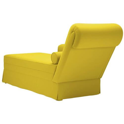 Chaiselong med bolster og højre armlæn fløjl gul