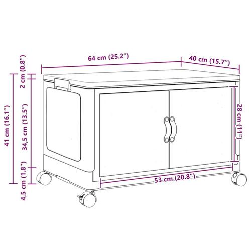 Stabelbar opbevaringskasse med hjul 75 L 64x40x41 cm