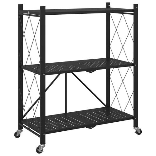 Opbevaringshylde på hjul sort 71x34x88 cm stål