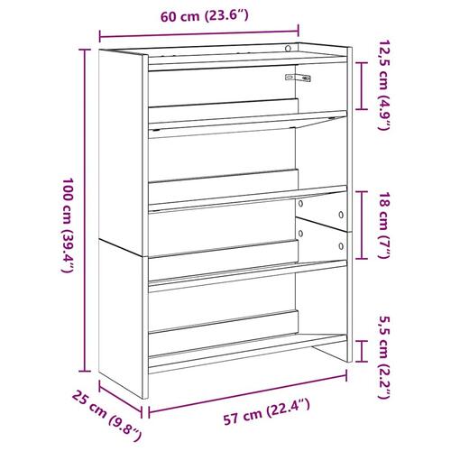 Skostativ 60x25x81 cm konstrueret træ sort