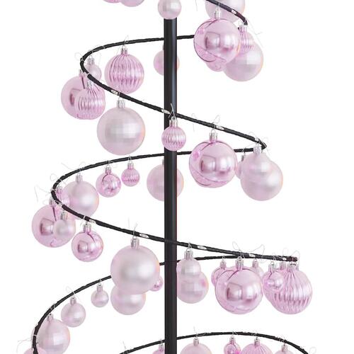 Lysende juletræ med kugler 100 LED'er 150 m varmt hvidt lys