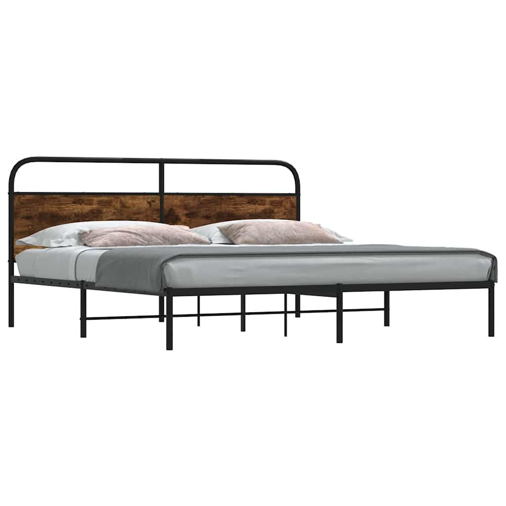 Sengeramme uden madras 183x213 cm metal røget egetræsfarve billede