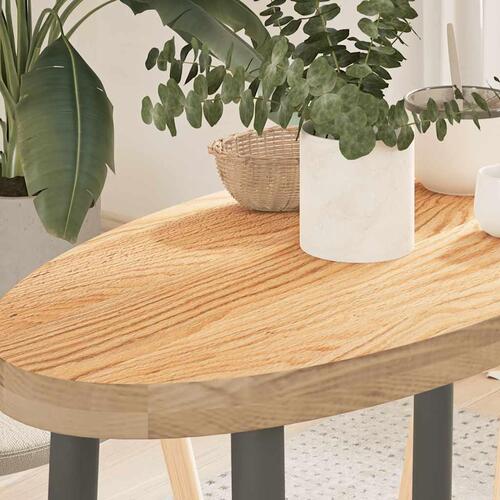 Bordplade 80x40x4 cm massivt egetræ oval