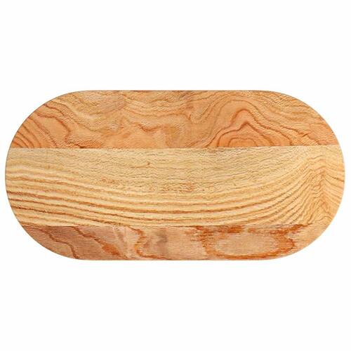 Bordplade 80x40x2 cm massivt egetræ oval lysebrun