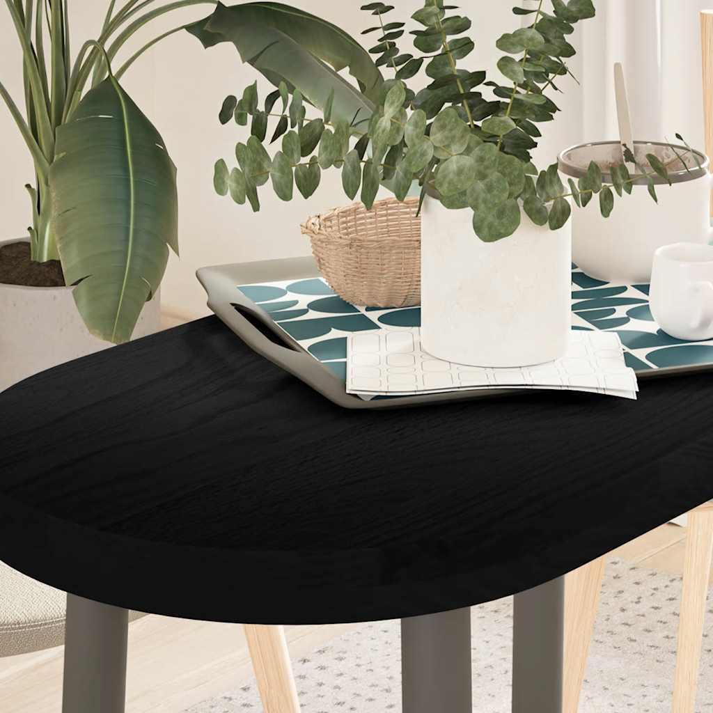 Bordplade 80x40x4 cm massivt egetræ oval mørkebrun