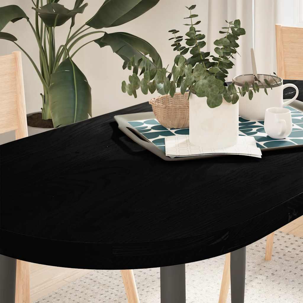 Bordplade 120x60x4 cm massivt egetræ oval mørkebrun