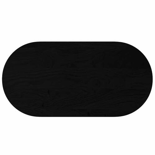 Bordplade 120x60x4 cm massivt egetræ oval mørkebrun
