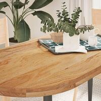 Bordplade 140x60x4 cm massivt egetræ oval lysebrun