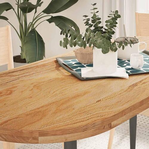 Bordplade 140x60x4 cm massivt egetræ oval lysebrun