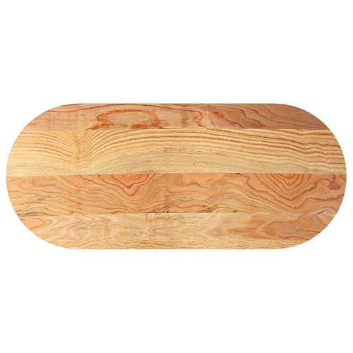 Bordplade 140x60x4 cm massivt egetræ oval lysebrun