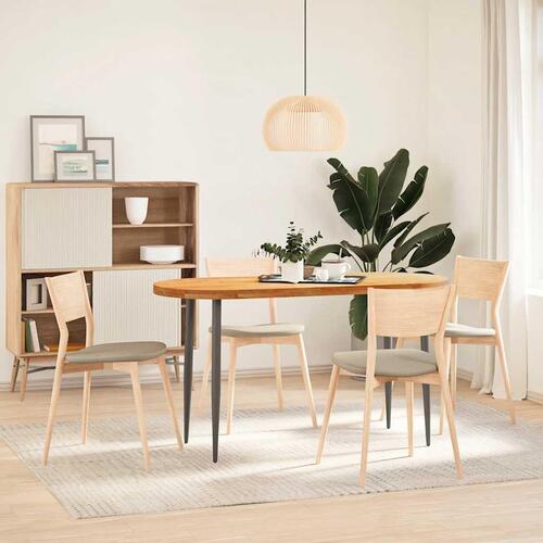Bordplade 140x60x4 cm massivt egetræ oval lysebrun
