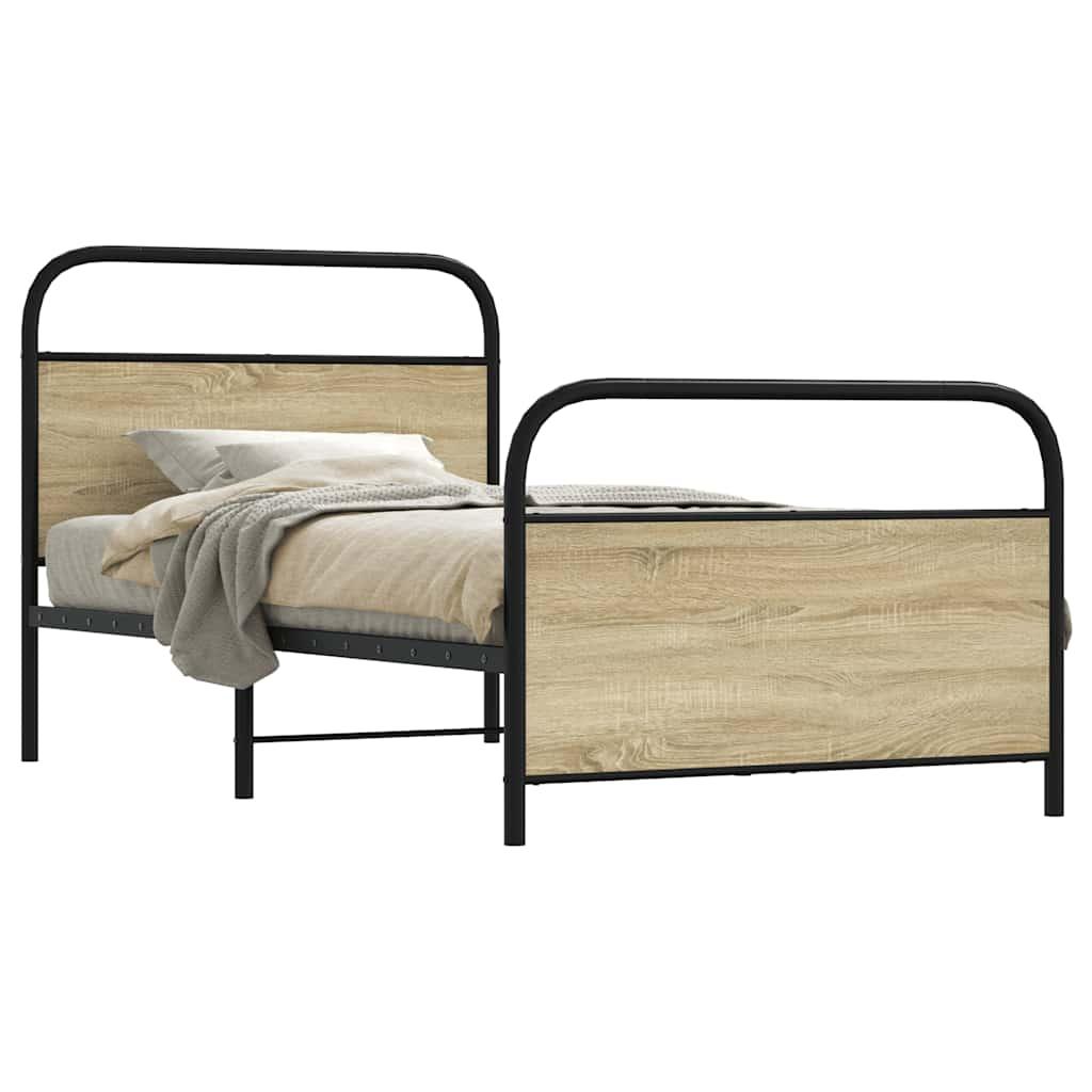 Sengeramme 107x203 cm uden madras konstrueret træ sonoma-eg billede