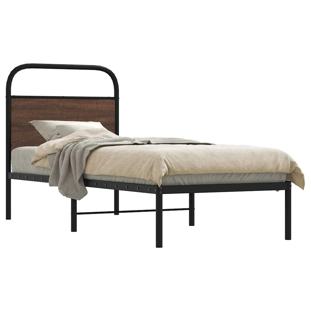 Sengeramme 80x200 cm uden madras konstrueret træ brunt eg billede